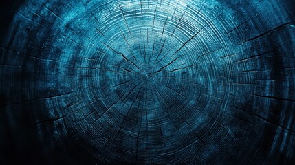 Fototapeta premium A textured tree trunk stands prominently against a serene blue background, showcasing nature's beauty and the intricate details of its bark.