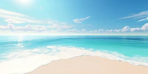 A blurred image showcasing a stunning beach and vast ocean