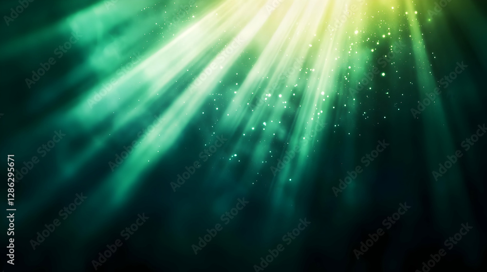 Poster breathtaking underwater scene with light rays filtering through water, creating a tranquil and ether