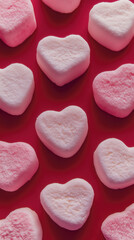 Obraz premium Beautiful heart-shaped marshmallows with a soft pink center