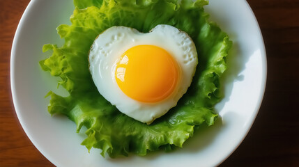 A perfectly fried egg in the shape of a heart