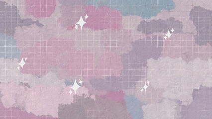 Shinning Stars with Grid on Cherry Blossom Watercolor Aesthetic Background, Vector, Illustration
