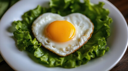 A perfectly fried egg in the shape of a heart