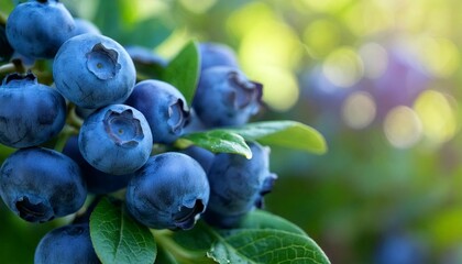 Close up photo of blueberries with a blurred background