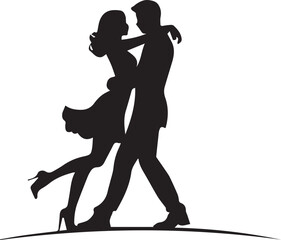 A black and white couple silhouette design - couple valentine icon design