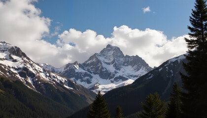 Snow-capped mountain range against a clear blue sky