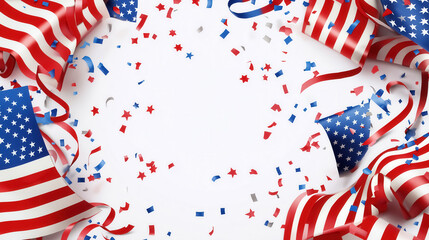 Obraz premium Brilliant celebratory fireworks illuminating the night sky against the backdrop of a waving American flag