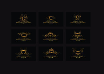 Stylish Luxury Logo Bundle – High-End Brand Symbols in Gold and Black Color Scheme – Perfect for Designers and Business Branding – Vector Illustration