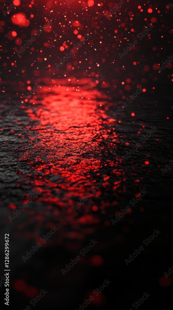 Poster a vibrant red light casts a striking glow on a smooth black surface, creating a dramatic contrast th