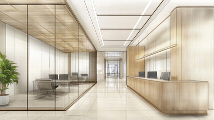 Modern Office Interior Design Concept with Open Workspace Layout