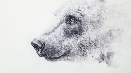 Detailed pencil sketch of a bear profile with realistic shading and fine artistic strokes

