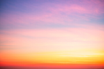 Beautiful , luxury soft gradient orange gold clouds and sunlight on the blue sky perfect for the background, take in evening,Twilight, Large size, high definition landscape photo