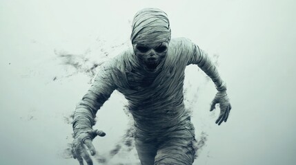 Zombies run towards the side of the screen blurring dynamic poses. Detailed hands have long fingers and sharp claws, and the high-speed motion blur effect creates a creepy feel
