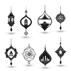 Design concept creative abstract logo collection Islamic raditional muslim symbols of Ramadan Mubarak