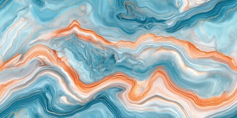 Obraz premium A detailed close-up of a vibrant marble surface showcasing an intricate and colorful pattern of natural hues and textures.