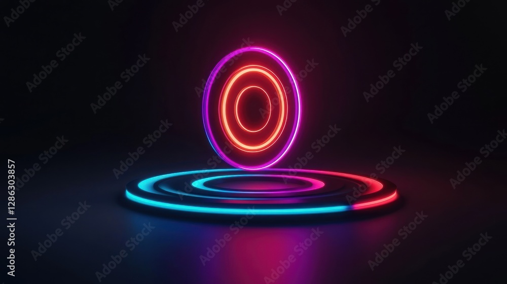 Canvas Prints neon rings glowing in a dark environment, creating a futuristic ambiance with smooth reflections