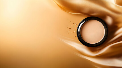 Luxurious makeup powder on a silky surface, perfect for enhancing beauty with a smooth and radiant finish.