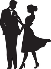 A black and white couple silhouette design - couple valentine icon design