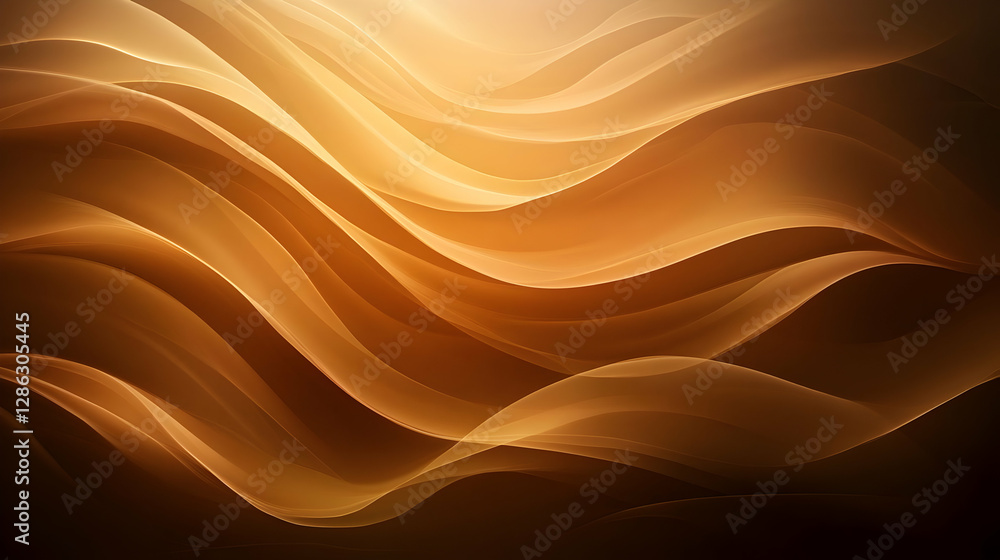Poster smooth flowing waves in warm golden hues create an abstract background perfect for design and artist