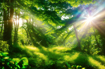 夏の緑豊かな森