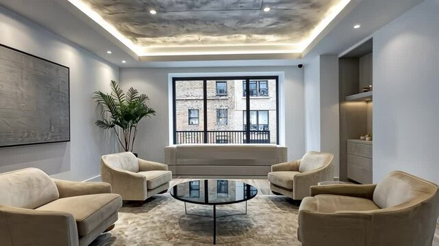 Modern interior design showcasing contemporary neutral living space