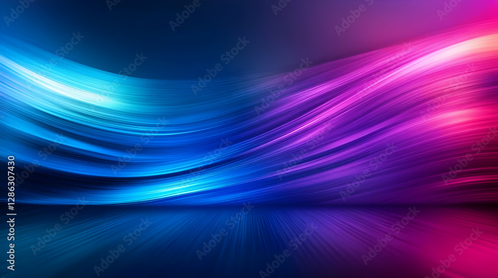 Poster vibrant digital wave patterns in blue and pink colors create a mesmerizing abstract background, perf