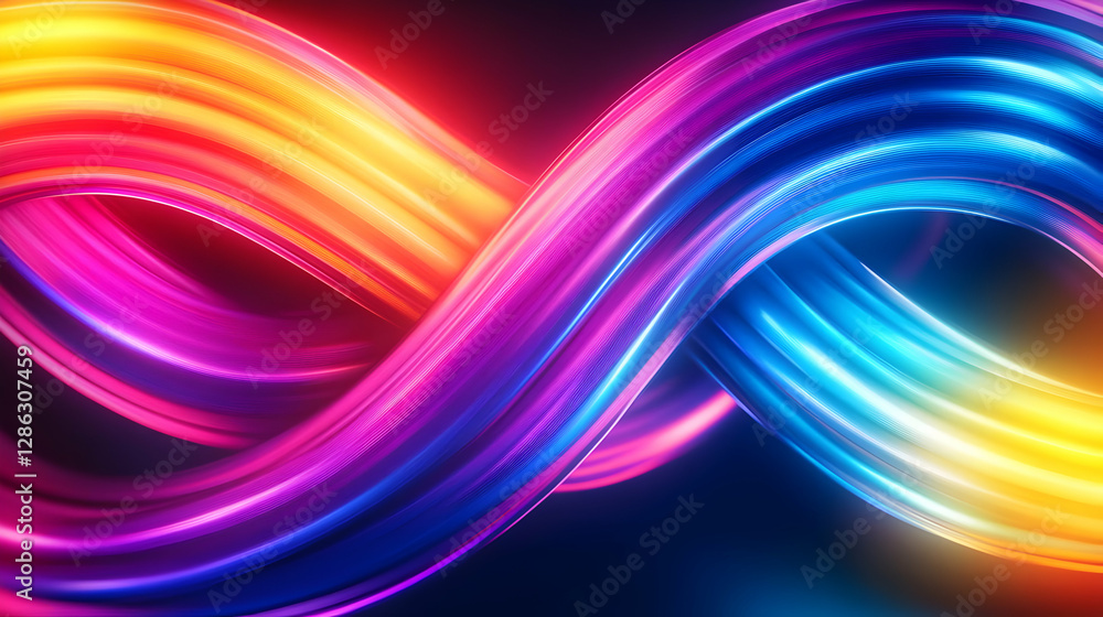 Poster vibrant flowing lines in vivid colors create a dynamic abstract representation of motion and energy.