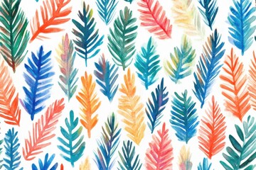 Fototapeta premium Whimsical watercolor fir trees on white background for festive decorations and seasonal designs, perfect for holiday-themed projects and cheerful visuals