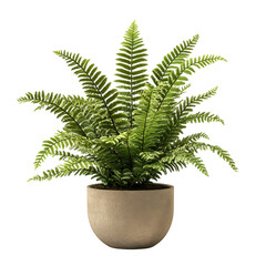 A Small Potted Fern with Delicate Feathery Fronds Isolated on Transparent Background