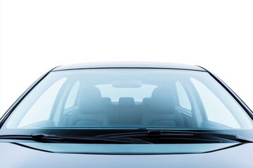 Front view of a modern car windshield and interior