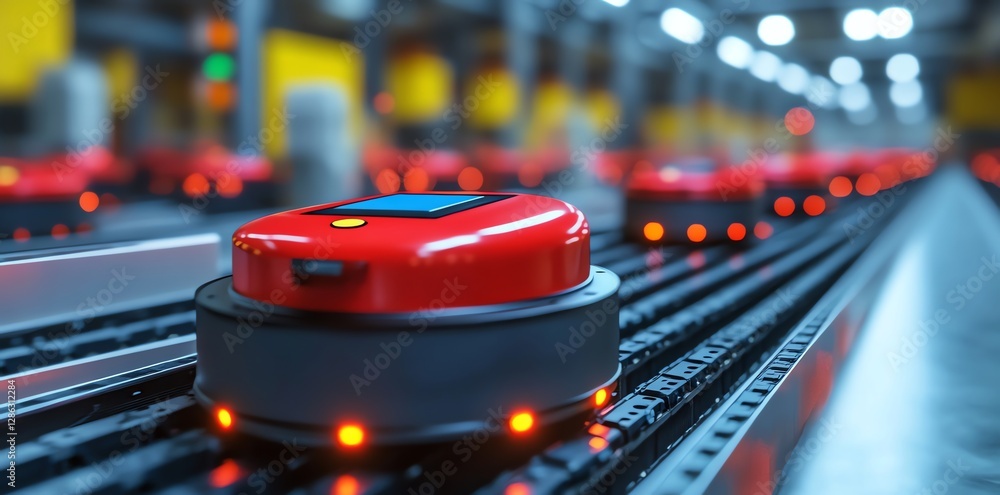 Aufkleber automated warehouse robots on conveyor belt system