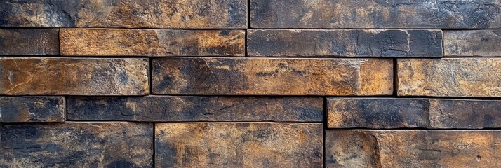 Rustic Brown and Black Stone Wall Texture - Close-up of a rustic stone wall with varying shades of brown and black. Ideal for backgrounds or design projects