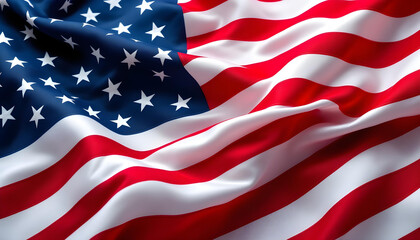 Detailed American flag with rich stripes and stars in gentle motion
