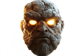 Stone Face Glowing Eyes Ancient Being