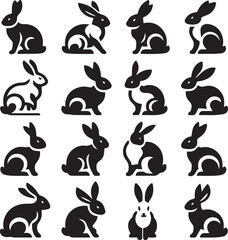 Easter Bunny Silhouette Vector Set