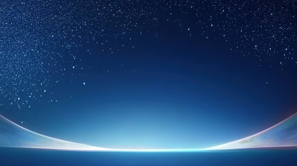 Obraz premium Blue starry sky and flowing curve technology background