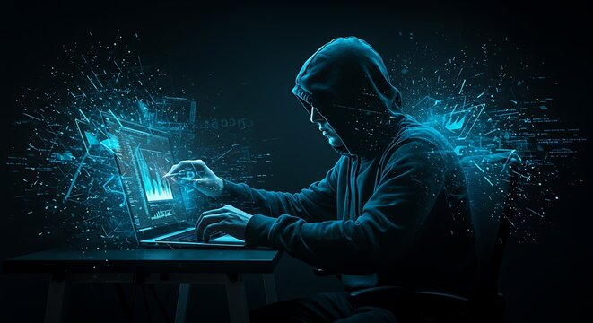 Hacker with Blue Energy Burst