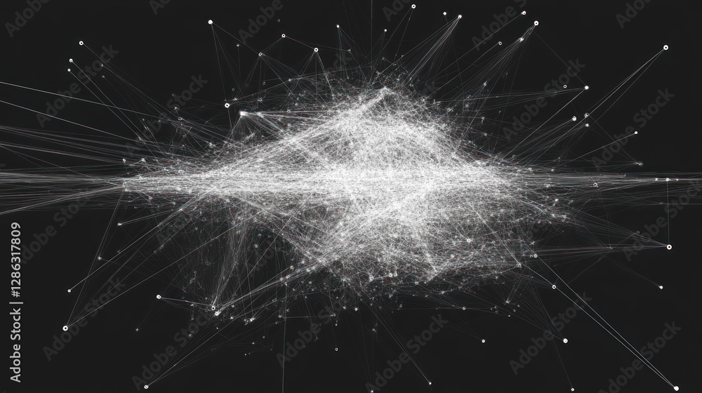 Poster Abstract data network connection, digital technology, dark background, futuristic design