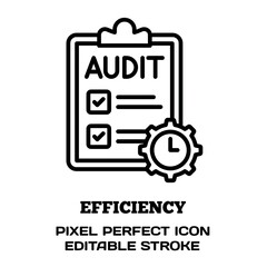Efficiency symbol, featuring an editable stroke outline icon isolated on white background flat vector illustration. Pixel perfect