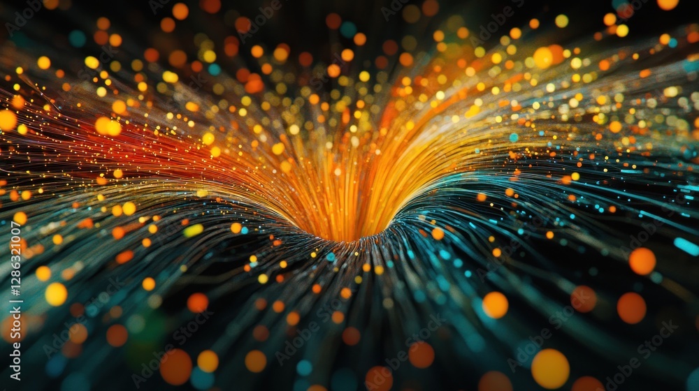 Aufkleber abstract swirling vortex of vibrant light trails and particles.