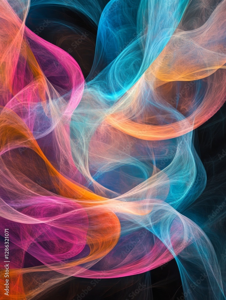 Poster vibrant swirls of color abstract - an abstract depicting swirling, translucent forms in shades of pi