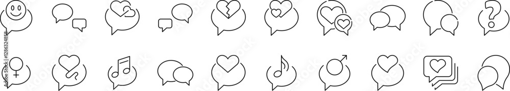 Poster speech bubble line icon collection. minimalistic linear pictogram for web and graphic design, apps, 