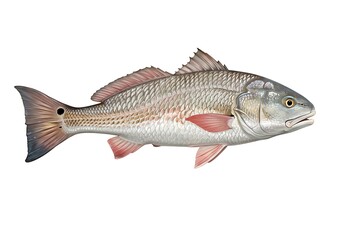 Fototapeta premium Red Drum Fish Illustration on White Background