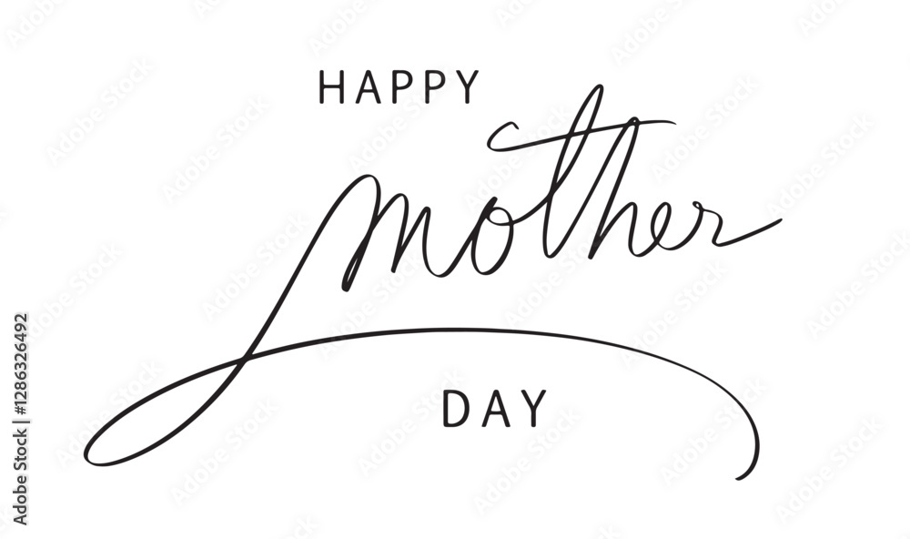 Poster happy mother day text font calligraphy hand written lettering script black color object icon beautif