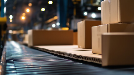 High-speed box-making machinery processes flat cardboard sheets into packaging.