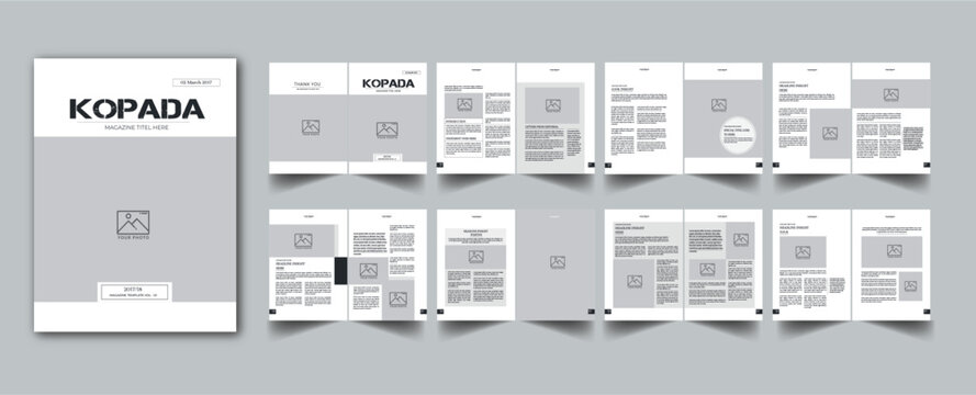 Magazine Template layout cover page with 16 page design concept Accents