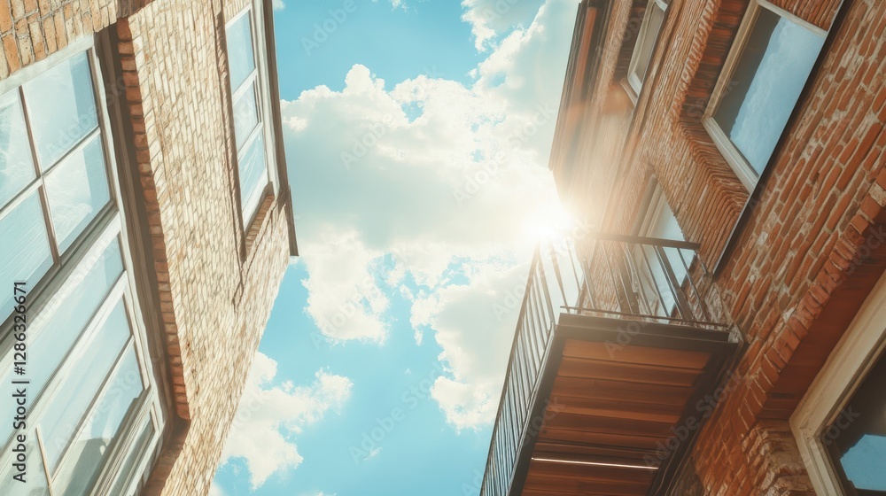 Poster two buildings featuring multiple windows and a balcony at the top are prominently displayed, showcas