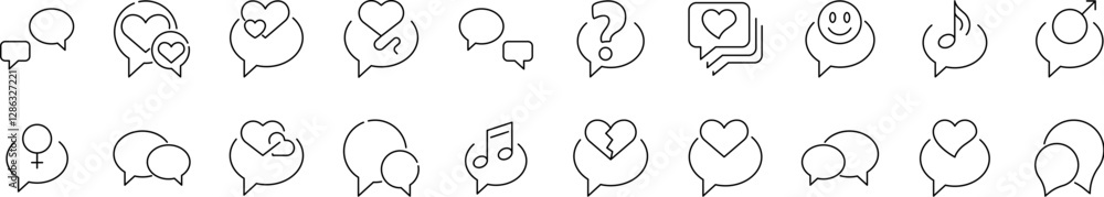 Poster simple linear icon of speech bubble. minimalistic linear pictogram for web and graphic design, apps,