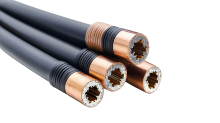 Close-up of insulated copper pipe tubing for air conditioning systems