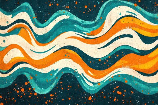 Vibrant orange and teal grainy gradient wave pattern for music album cover or dance event promotional material on dark canvas